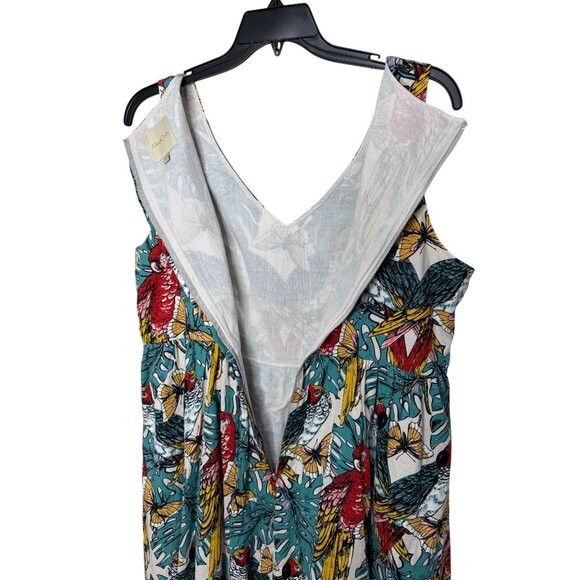 Modcloth Tropical Print Sleeveless Knee Length Dress Lined 100% Cotton Size 1X - Picture 10 of 11